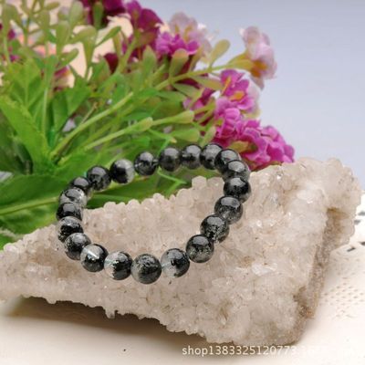 纯天然精品9mm绿幽灵圆珠手链 墨绿深绿，招财纳福